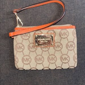 Michael Kors Wristlet MK LOGO with ORANGE ACCENT - Vintage10+ yrs old